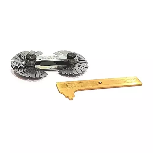 Assorts Thread Pitch Gauge & Vernier Gauge Stainless Steel & Brass 100 mm (4 Inch) (Pack of 2)