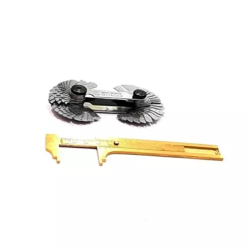 Assorts Thread Pitch Gauge & Vernier Gauge Stainless Steel & Brass 100 mm (4 Inch) (Pack of 2)