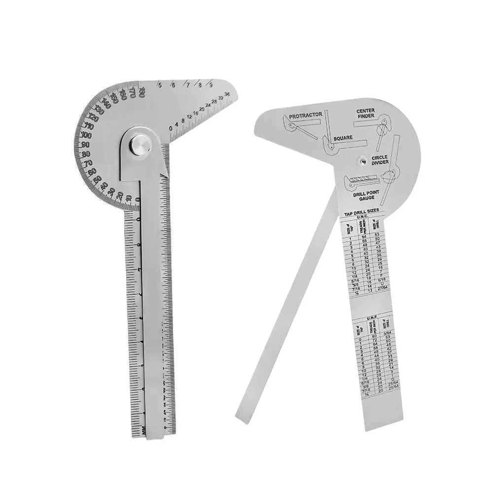 A.D INTERNATIONAL Stainless Steel Protractor Square Rule Centre Finder Divider Drill Point Gauge for Multiple Usage, 2M-OVQ9-RNH1