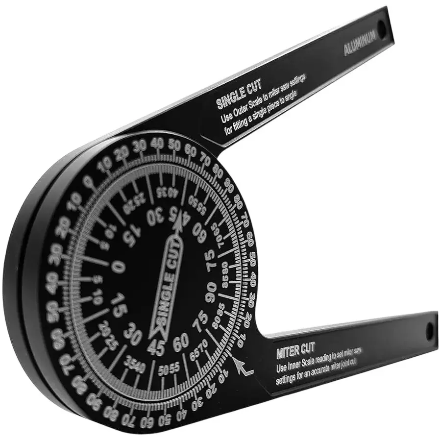 Buyohlic International Miter Saw Protractor with 7 inch (177.8 mm) Size and Aluminium Body in Black Color, YR-K4YI-QPIH