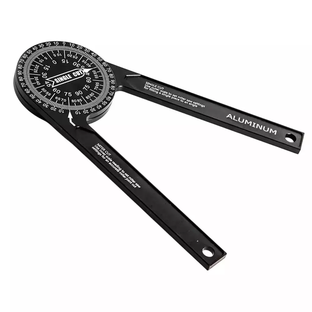 Buyohlic International Miter Saw Protractor with 7 inch (177.8 mm) Size and Aluminium Body in Black Color, YR-K4YI-QPIH