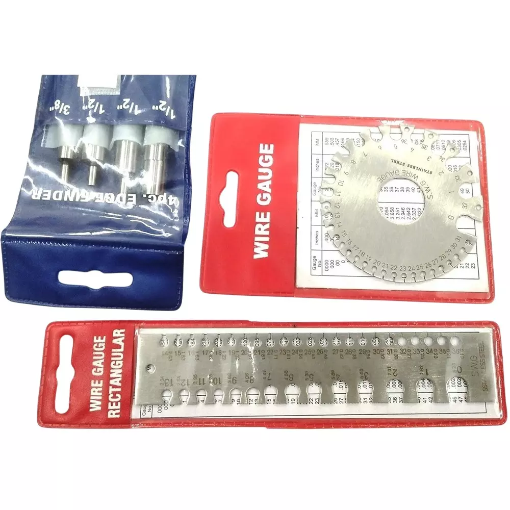 Assorts Edge Finder & Wire Gauge Set Stainless Steel EF-130, EF-132, EF-133, EF-134 0-36 Gauge (Pack of 4)