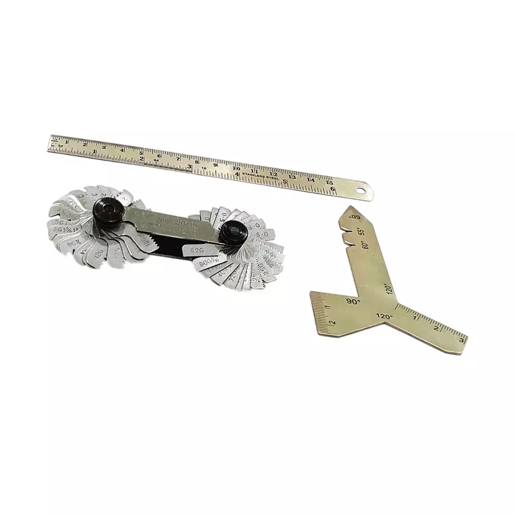 A.D INTERNATIONAL Thread Pitch Gauge, SS Scale and SS Universal Grinding Gauge Combo with 51 Blades, BSW and Metric Measurement System, SS-CUDD-3Y7C (Set of 3)