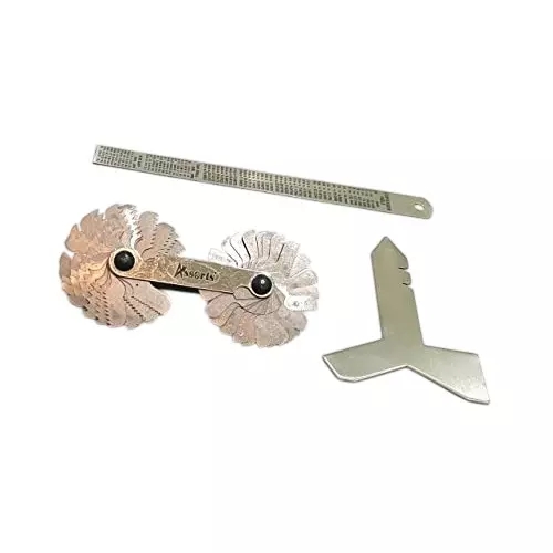 A.D INTERNATIONAL Thread Pitch Gauge, SS Scale and SS Universal Grinding Gauge Combo with 51 Blades, BSW and Metric Measurement System, SS-CUDD-3Y7C (Set of 3)