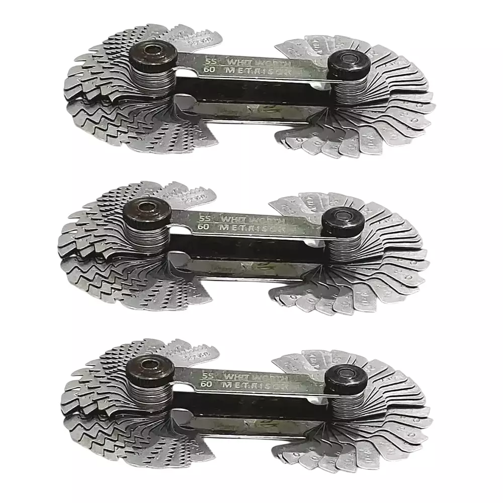 Buyohlic International British Whitworth Bsw & Metric Screws Bolts Pitch Measure Thread Gauge with 51 Blades, 1Q-PPTG-5Y0D (Pack of 3)