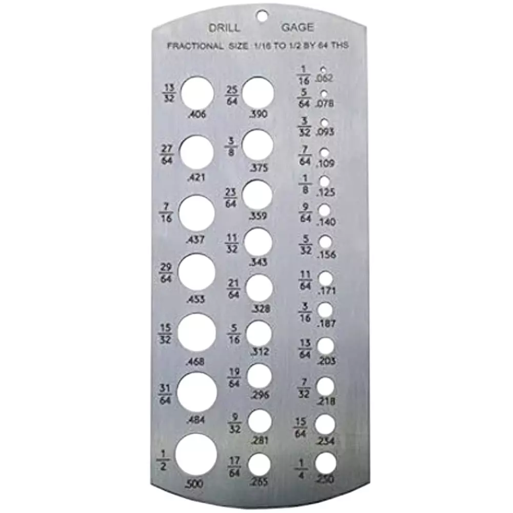 Aastha Tools Drill Gauge Measurement Tool Silver 1/16 inch (1.58 mm) to 1/2 inch (12.7 mm) Measurement Range