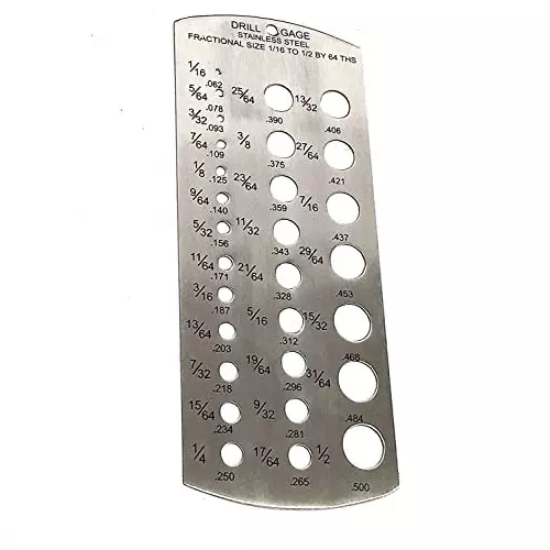 Assorts High Precision Imperial Drill Gauge Stainless Steel 1.58 to 12.7 mm (1/16 to 1/2 Inch)