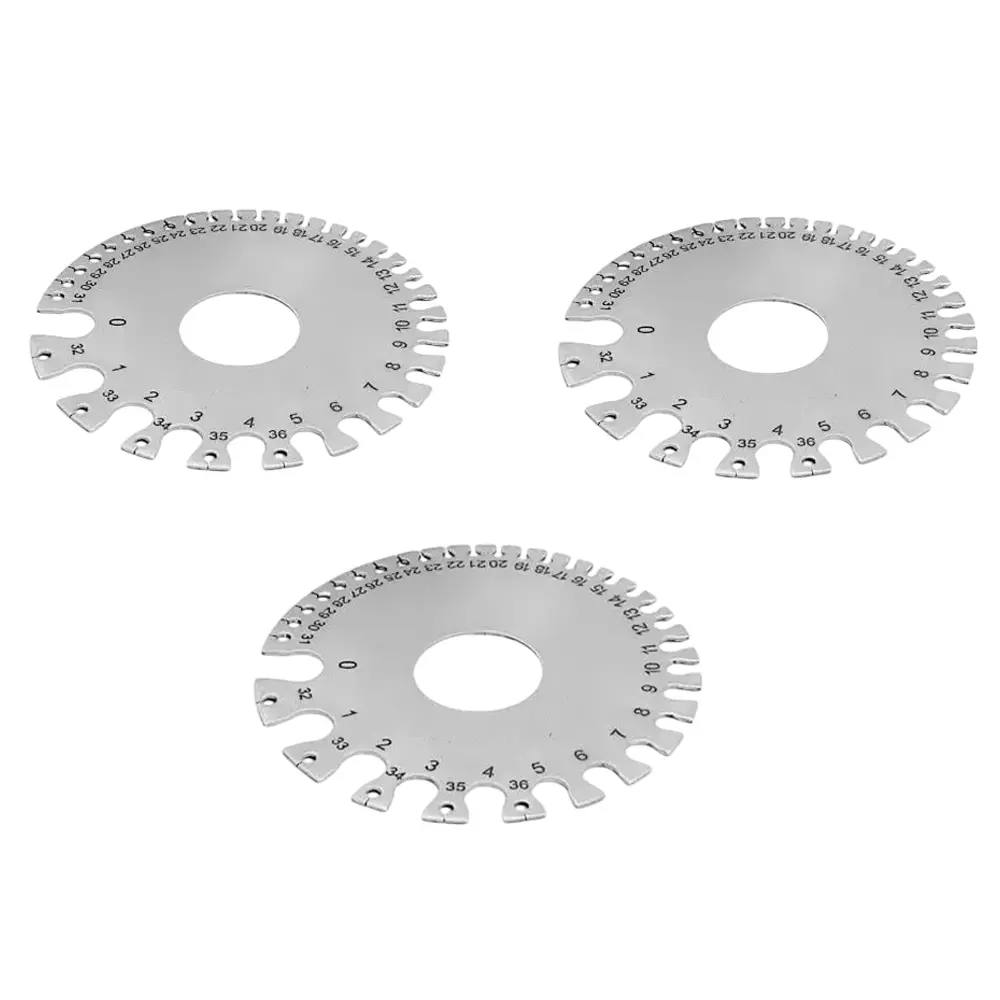 Buyohlic International Wire Gauge Measuring Tool Stainless Steel Sheet with 0.19 - 8.23 mm Measuring Range and Round Shape, S8-EP1P-1ZXL (Pack of 3)