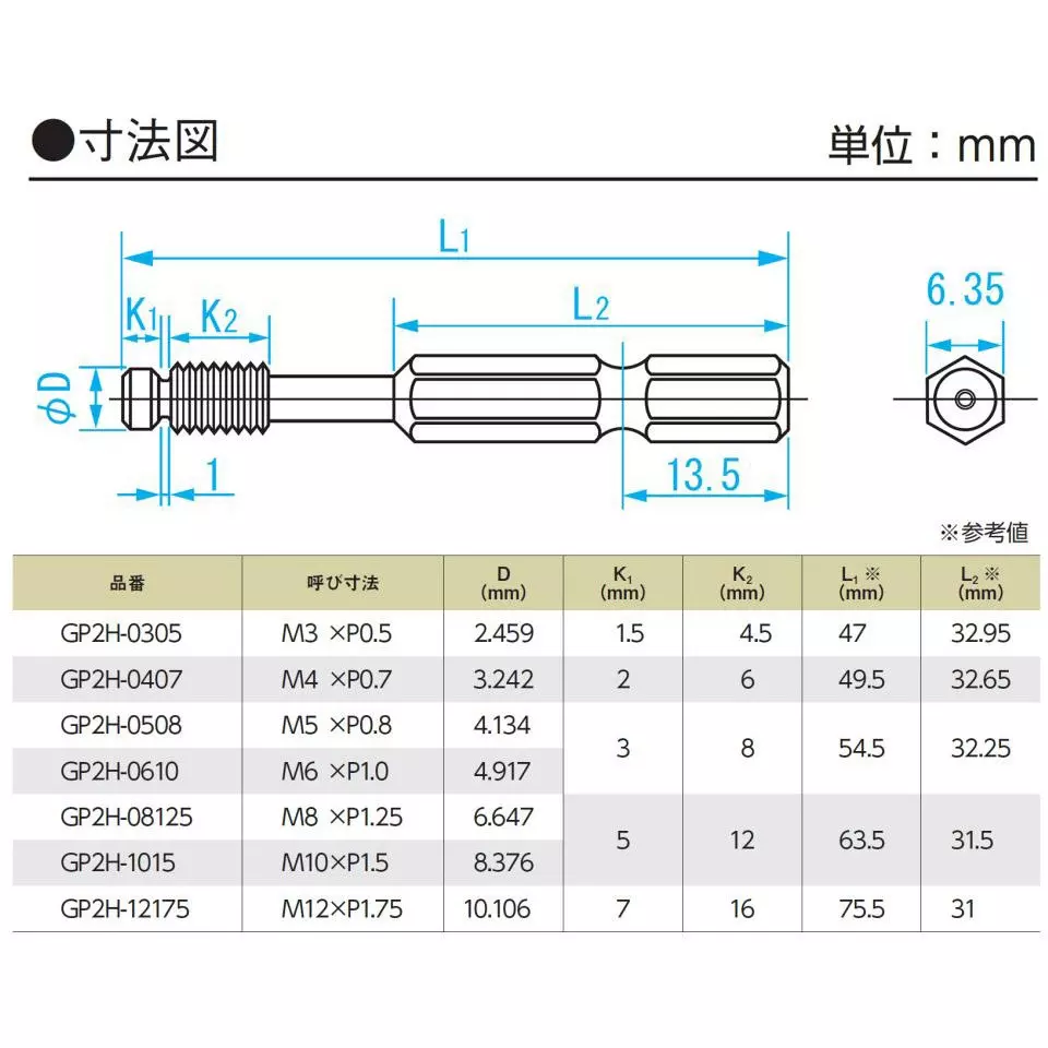 sk-niigata-seiki-hexagonal-shaft-bit-screw-gauge-m8xp125-gp2h-08125