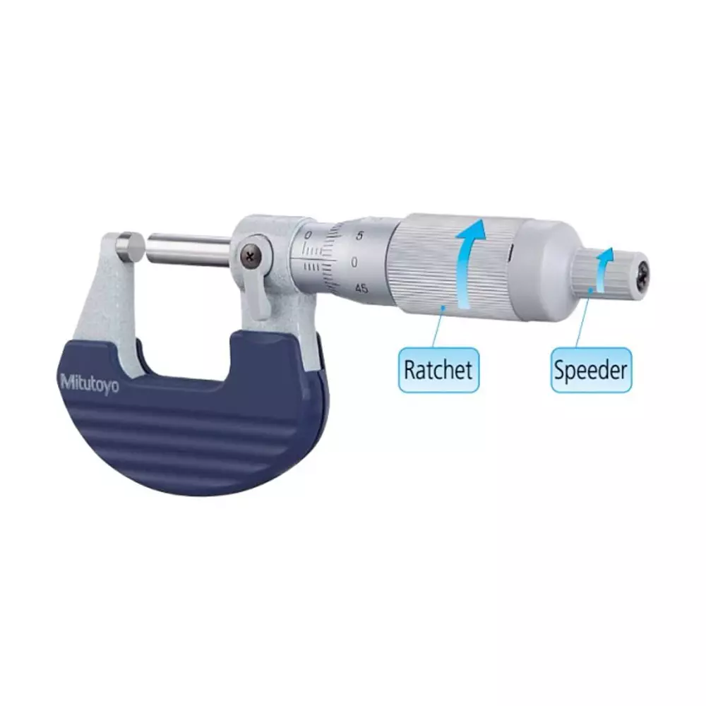 Mitutoyo Outside Micrometer with Ratchet Thimble 102 Series 0 - 1 inch (0 - 25 mm) Range, 102-717