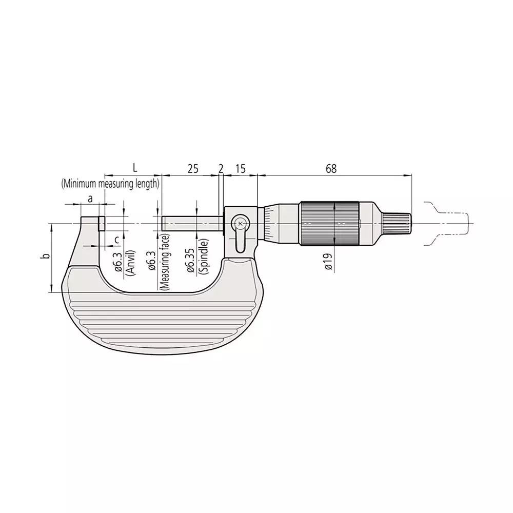 Mitutoyo Outside Micrometer with Ratchet Thimble 102 Series 0 - 1 inch (0 - 25 mm) Range, 102-717