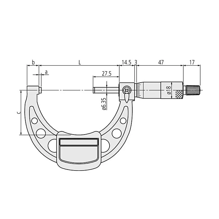 Mitutoyo Outside Micrometer with Ratchet Stop 103 Series 50 - 75 mm Range, 103-139-10