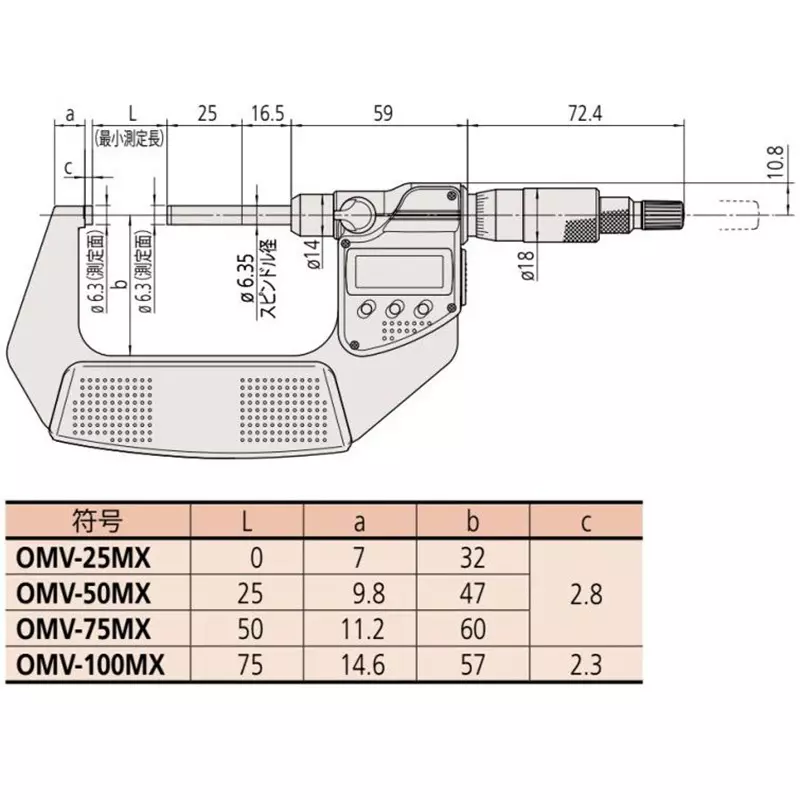 mitutoyo-straight-type-outer-micrometer-50--75-mm-measuring-range-omv-75mx