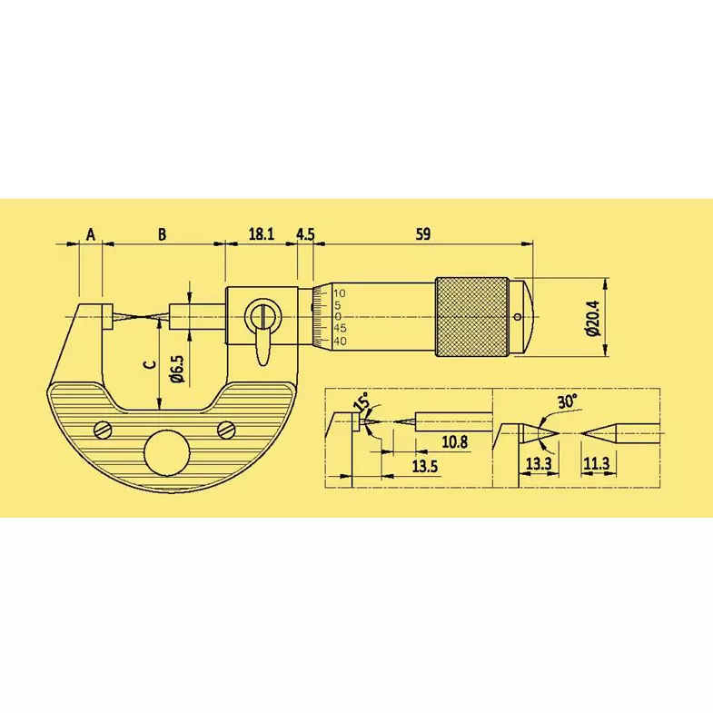 Baker Digital Point Micrometer 0-25 mm Range 0.001 mm, DMM25-P1