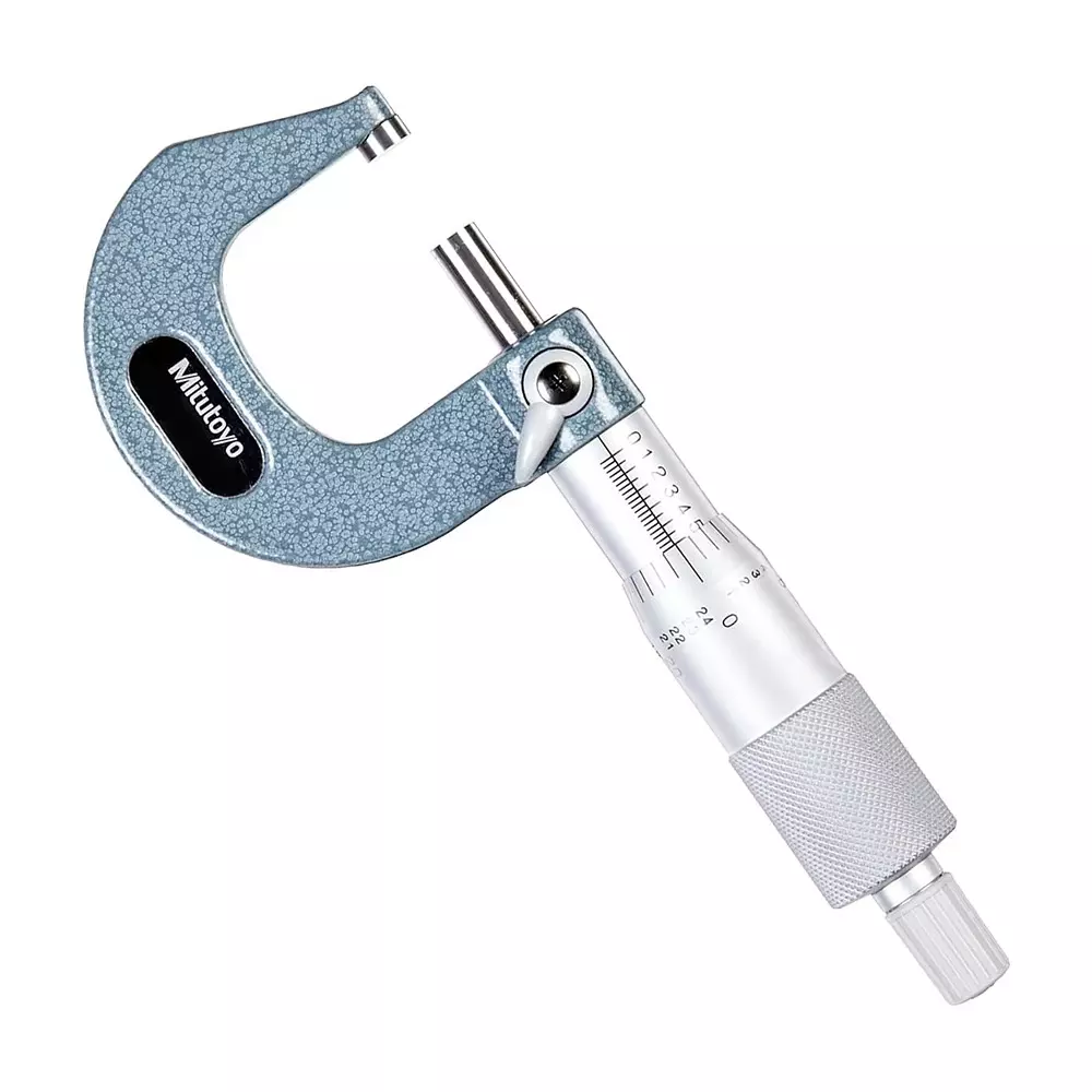 Mitutoyo Outside Micrometer with Tapered Frame and Ratchet Stop 103 Series 0 - 1 inch (0 - 25 mm) Range, 103-259
