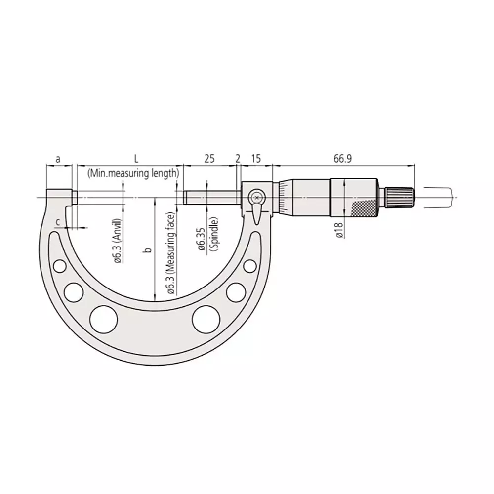 Mitutoyo Outside Micrometer with Ratchet Stop 103 Series 550 - 575 mm Range, 103-159