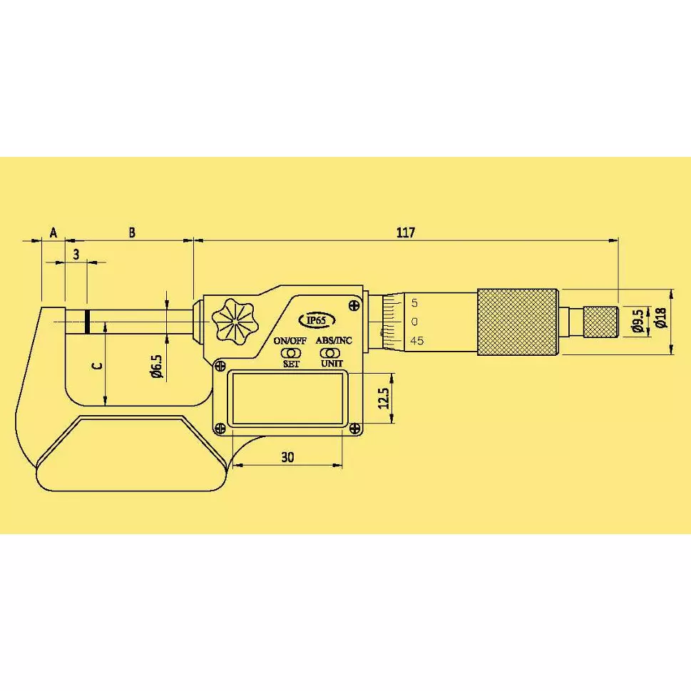 Baker Value Line Digital External Micrometer 0-25 mm Range 0.001 mm, DMME25