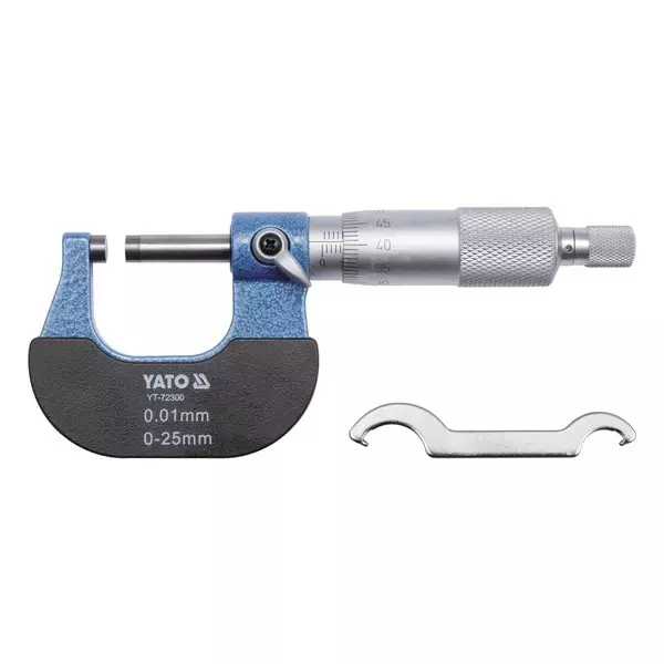 Yato Mechanical Micrometer 0-25 mm Measuring Range and ±0.01 mm Accuracy, YT-72300