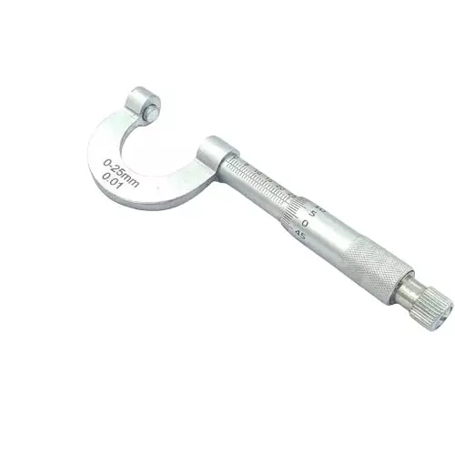 A.D INTERNATIONAL Economical Outside Micrometer 0-25 mm Range 0.01 mm Graduation, Chrome Plated Finish and Ratchet Stop, R0-VBVF-2SXN