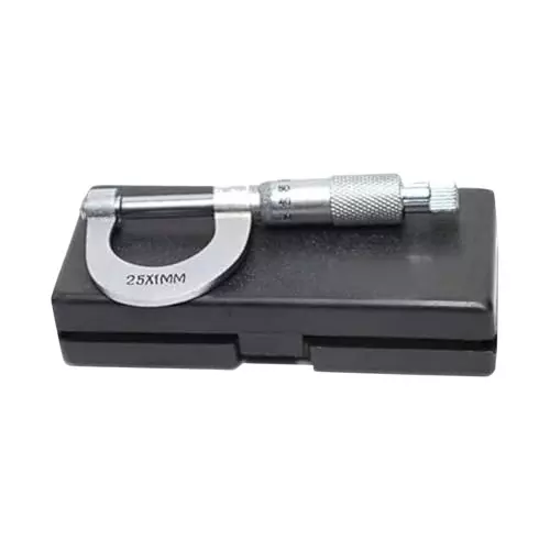 A.D INTERNATIONAL Economical Outside Micrometer 0-25 mm Range 0.01 mm Graduation, Chrome Plated Finish and Ratchet Stop, R0-VBVF-2SXN