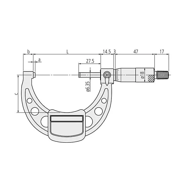 Mitutoyo Outside Micrometer with Ratchet Stop 103 Series 275 - 300 mm Range, 103-148-10
