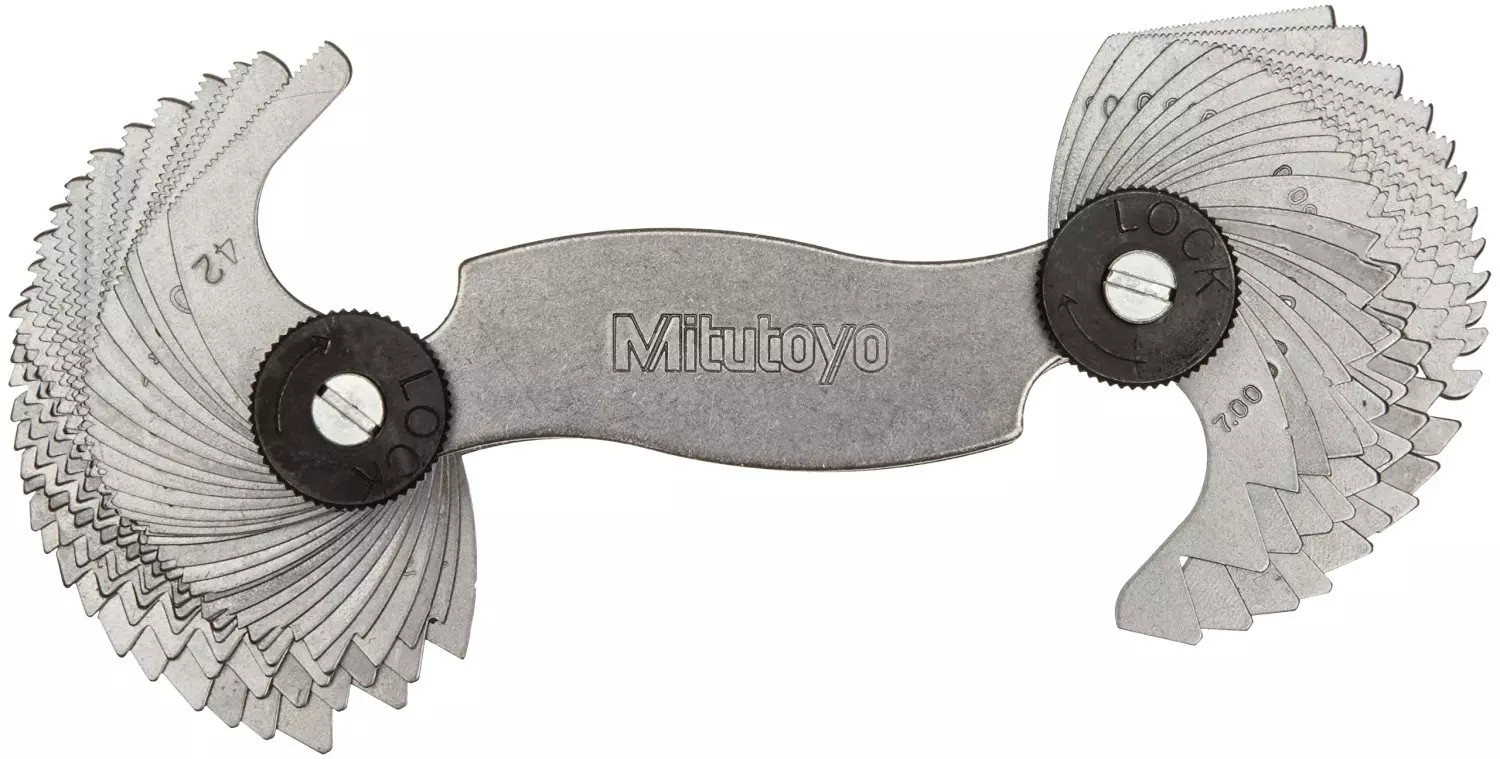 Mitutoyo Screw Pitch Gauge Range 0.4-7+4-42 TPI 21+30 Leaf 188-151