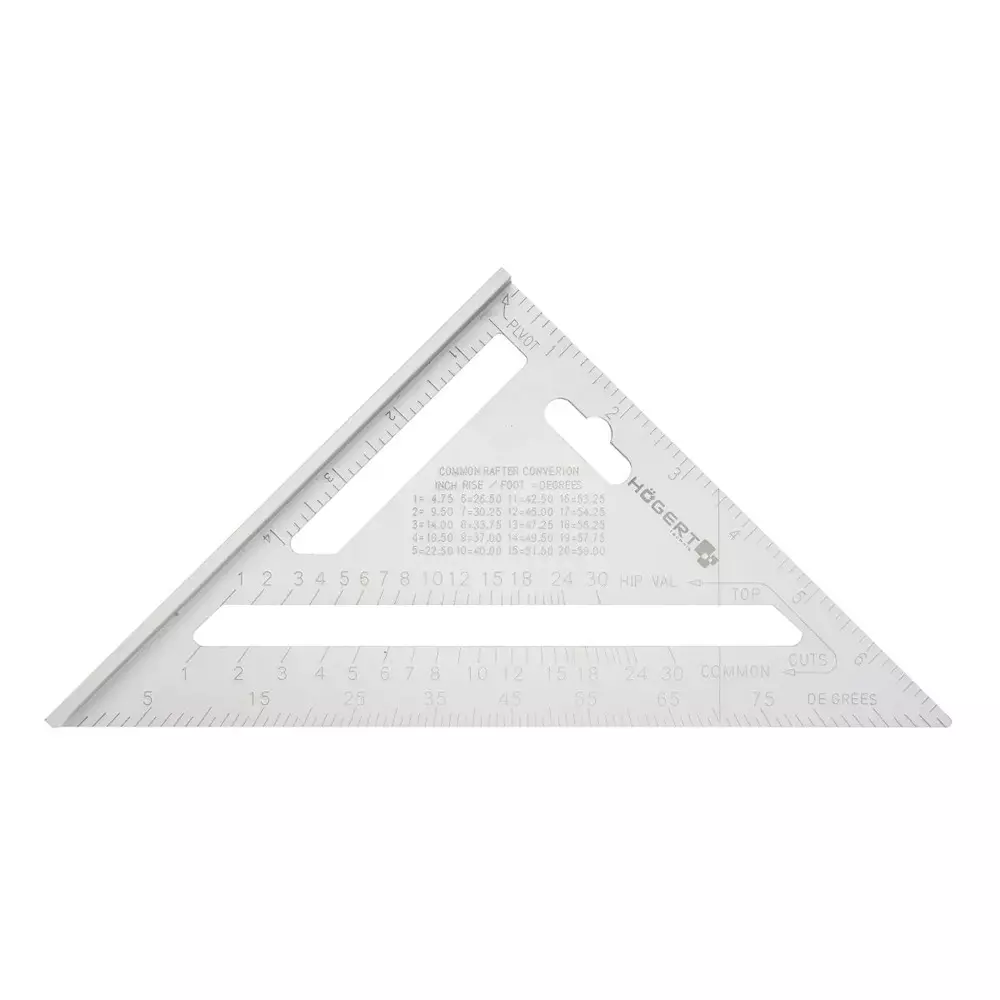 Hogert Technik Carpenter's Protractor Aluminium Body Polished, Lacquered Finish and Size 185x4 mm, HT4M216