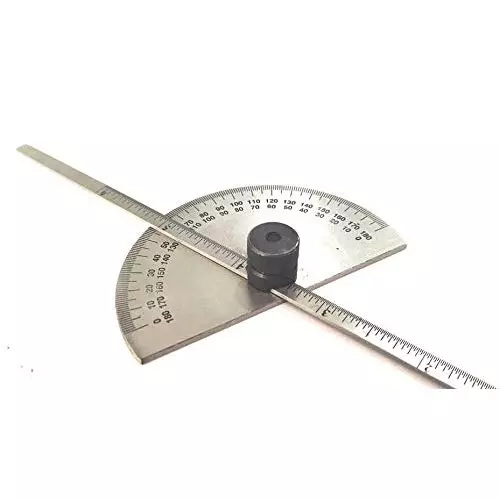 Assorts Degree Protractor Cum Depth Stainless Steel 150 mm (6 Inch) Depth