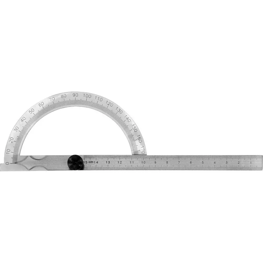 Yato Mechanical Protractor Stainless Steel 150 mm Blade 120 mm Base 0° to 180° Measurement Range, YT-72140