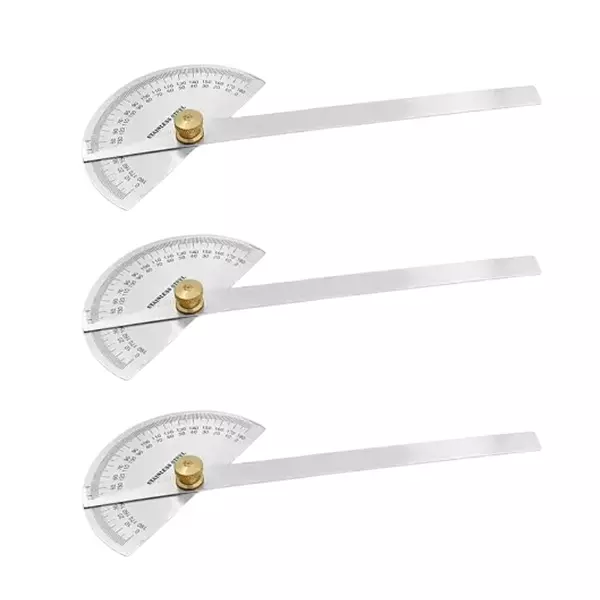 Buyohlic International Stainless Steel Degree Protractor with 0° to 180° Measurement Range and High Accuracy, DQ-5B0B-G6C2 (Pack of 3)