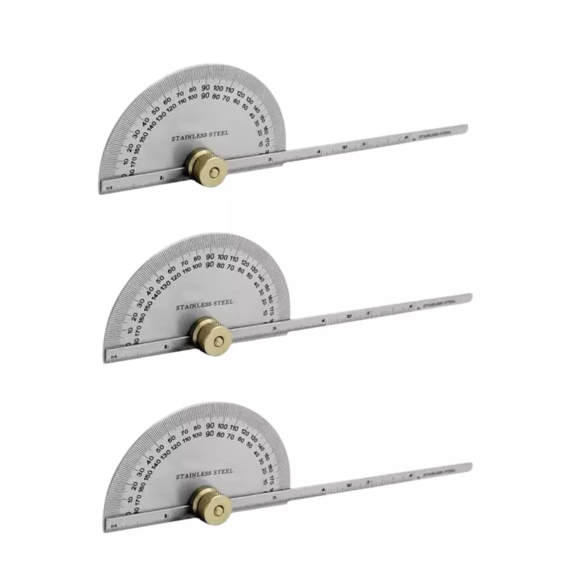 Buyohlic International Stainless Steel Degree cum Depth Protractor with 0° to 180° Measurement Range and High Accuracy, MB-K4ZF-1US3 (Pack of 3)