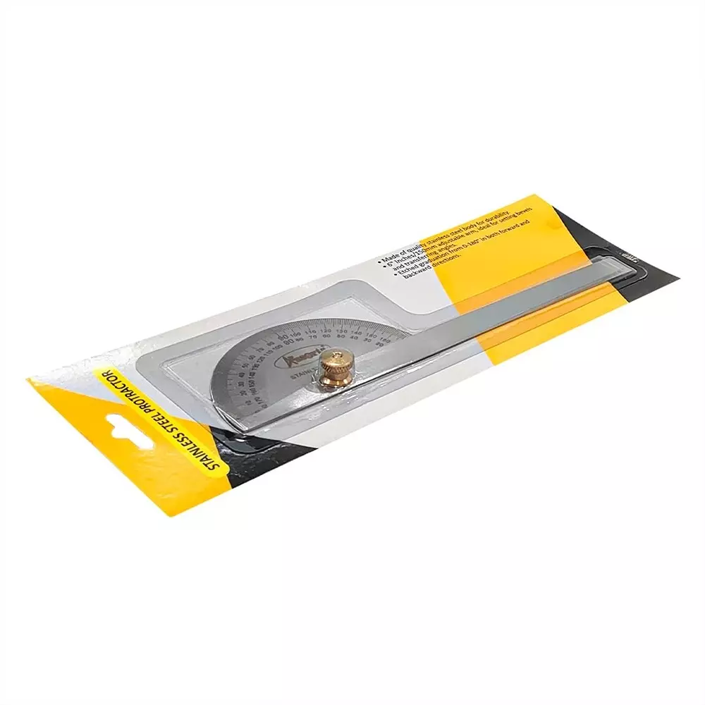 Assorts Head Protractor Stainless Steel 0 to 180� Round 150 mm (6 Inch) Size