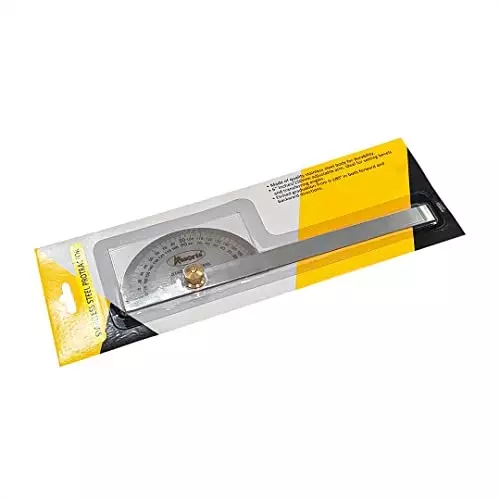 Assorts Head Protractor Stainless Steel 0 to 180� Round 150 mm (6 Inch) Size