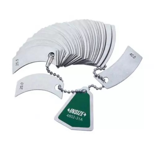 Insize Radius Gauge Stainless Steel Body 31 Leaves and 25-40 mm Range, 4802-31A