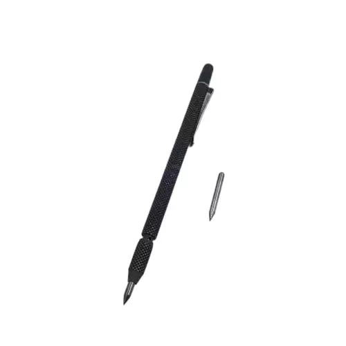 A.D INTERNATIONAL Carbide Pen Point Tip Scriber Pen with Extra Tip Black Color and Compact Design, 60-CP-101 (Pack of 3)