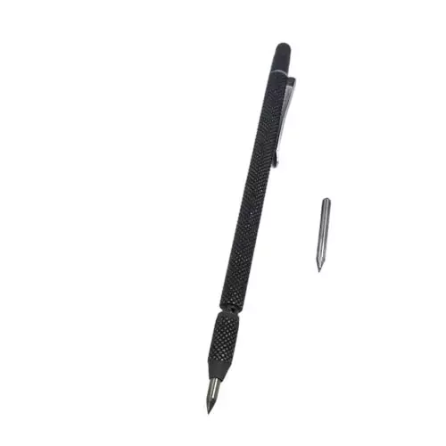 Buyohlic International Carbide Pen Point Tip Scriber Pen with Extra Tip Black Color and Compact Design, 86-UC1B-32VP (Pack of 3)