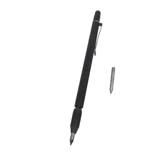Buyohlic International Carbide Pen Point Tip Scriber Pen with Extra Tip Black Color and Compact Design, 86-UC1B-32VP