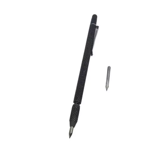Buyohlic International Carbide Pen Point Tip Scriber Pen with Extra Tip Black Color and Compact Design, 86-UC1B-32VP