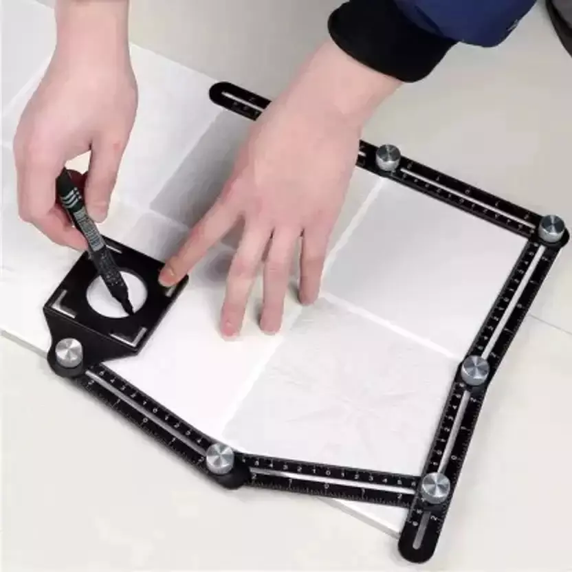 Mass Pro Six Fold Measuring Ruler Cutting Marking Gauge 30 cm Shaft Length Black Aluminium Alloy & Plastic