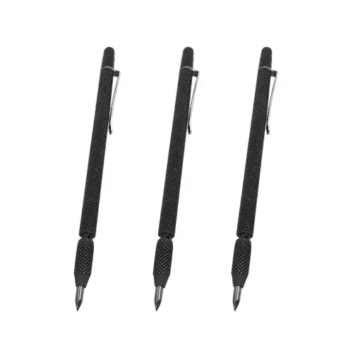 Buyohlic International Carbide Pen Point Tip Scriber Pen with Extra Tip Black Color and Compact Design, 60-CP-101 (Pack of 3)