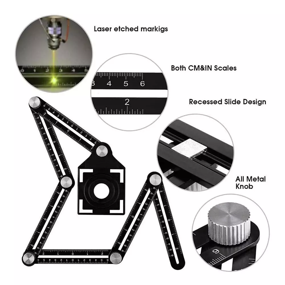 GETANYWAY Hole Maker Marking Gauge 30 cm (11.8 inch) Shaft Length Aluminum Black