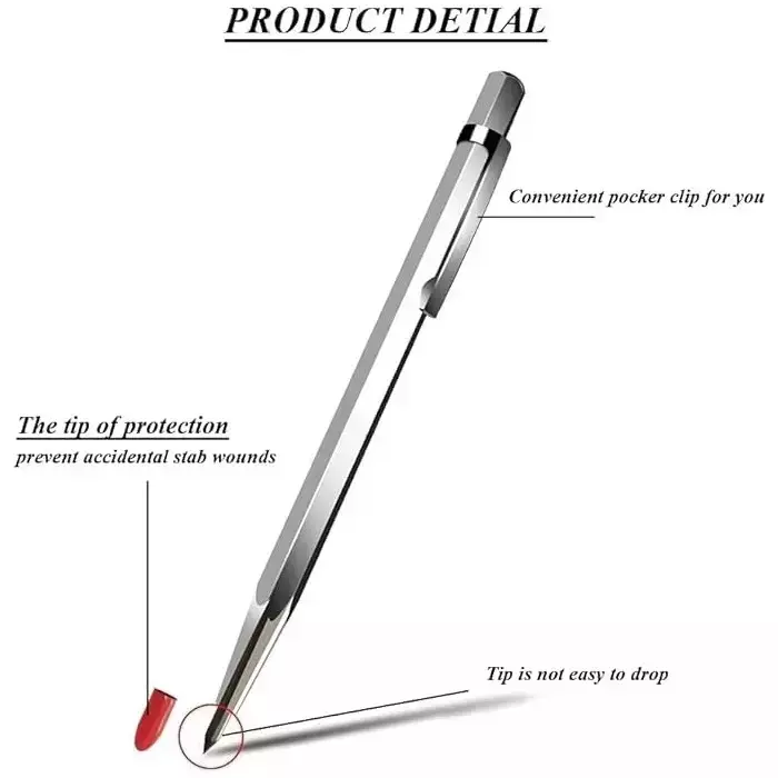 Buyohlic International Machinist's Engraving Pen Scriber with Tungsten Carbide Tip and 150 mm Overall Length, IC-8V80-L495 (Pack of 3)
