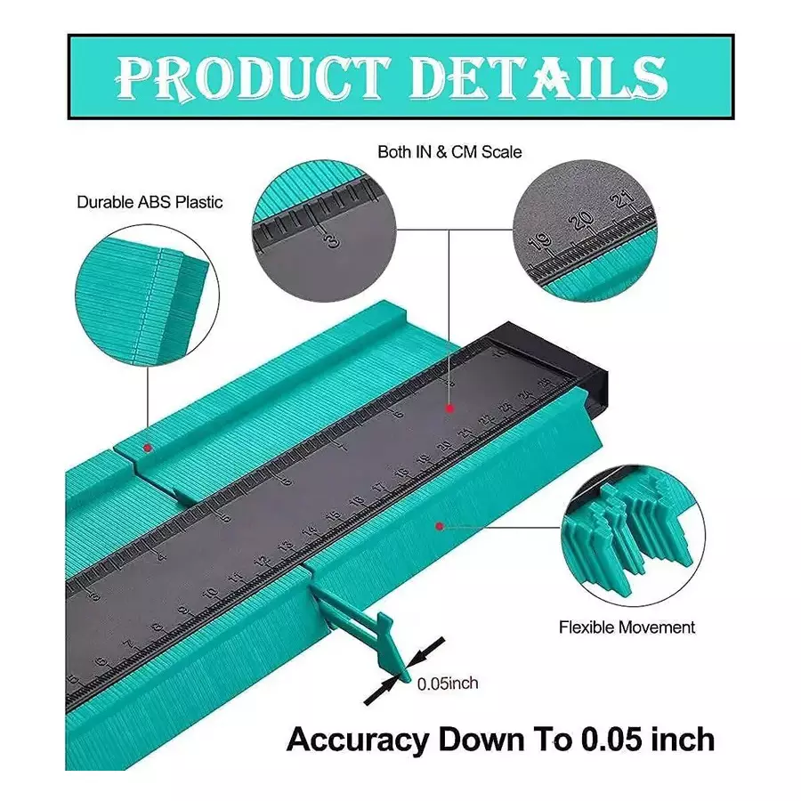 FLOSTRAIN Contour Marking Gauge 250 mm (10 inch) with Lock Profile, Green & Black