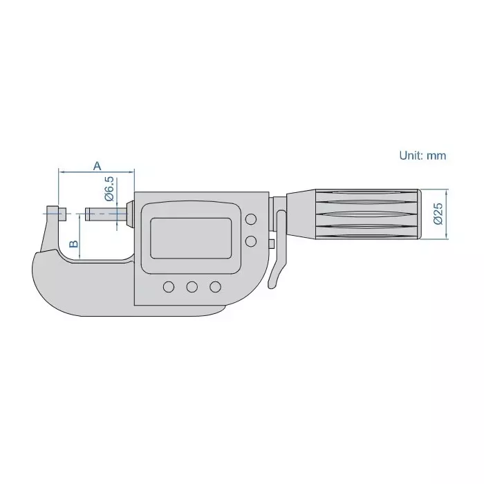 insize-high-precision-digital-micrometer-snap-gauge-0-25-mm-range-05-m-accuracy-and-03-m-repeatability-3359-25awl