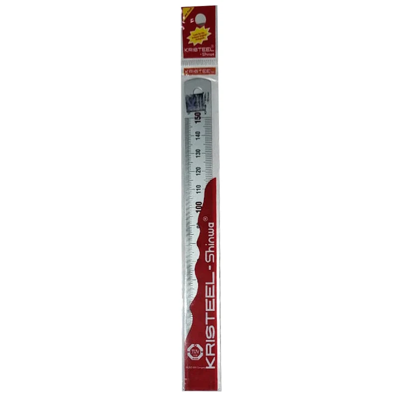 Kristeel Shinwa Steel Rule with Chrome Finish and Red Marking 150 mm Accuracy - EEC-I 101 A