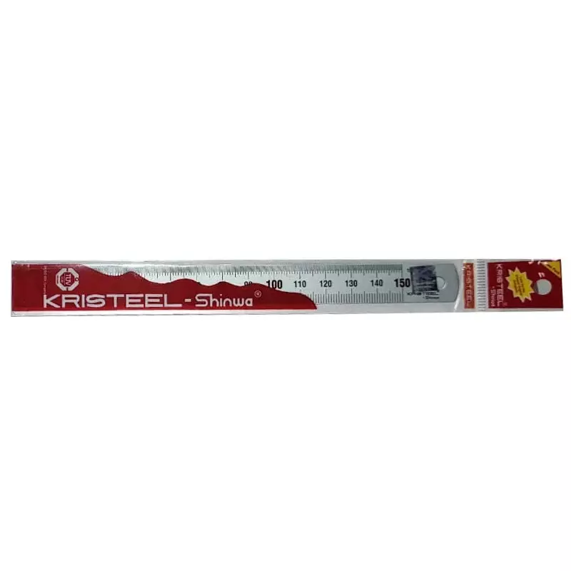 Kristeel Shinwa Steel Rule with Chrome Finish and Red Marking 150 mm Accuracy - EEC-I 101 A