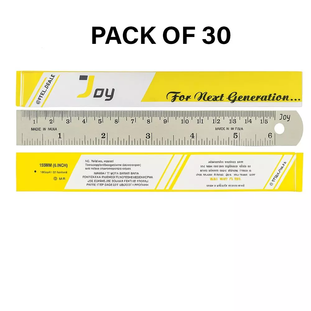 Jay Scale 6 Inch (15 cm) Stainless Steel Compact Style Metallic Color for Measurement Use, (Pack of 30 Pcs)