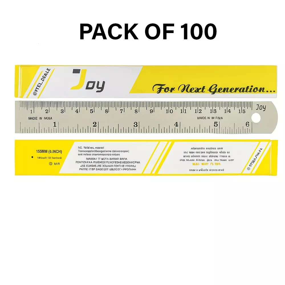Jay Scale 6 Inch (15 cm) Stainless Steel Compact Style Metallic Color for Measurement Use, (Pack of 100 Pcs)