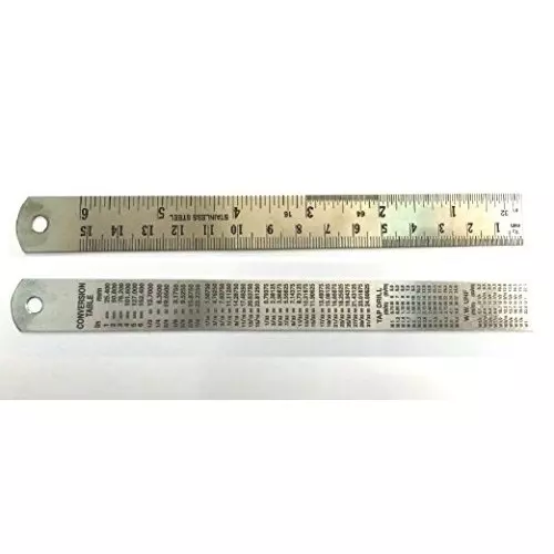 Assorts Dual Side Marking Steel Ruler Stainless Steel 150 mm (6 Inch) (Pack of 3)