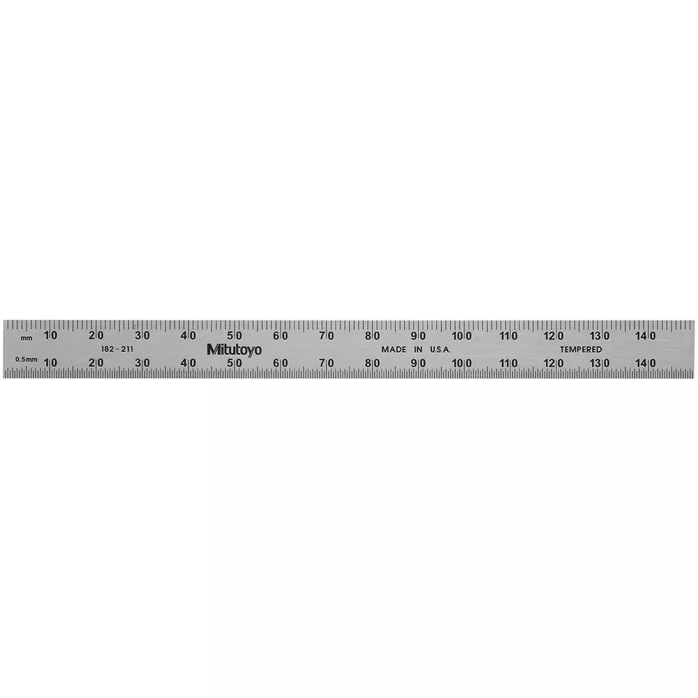 Mitutoyo Steel Ruler 150 mm Silver, 182-211